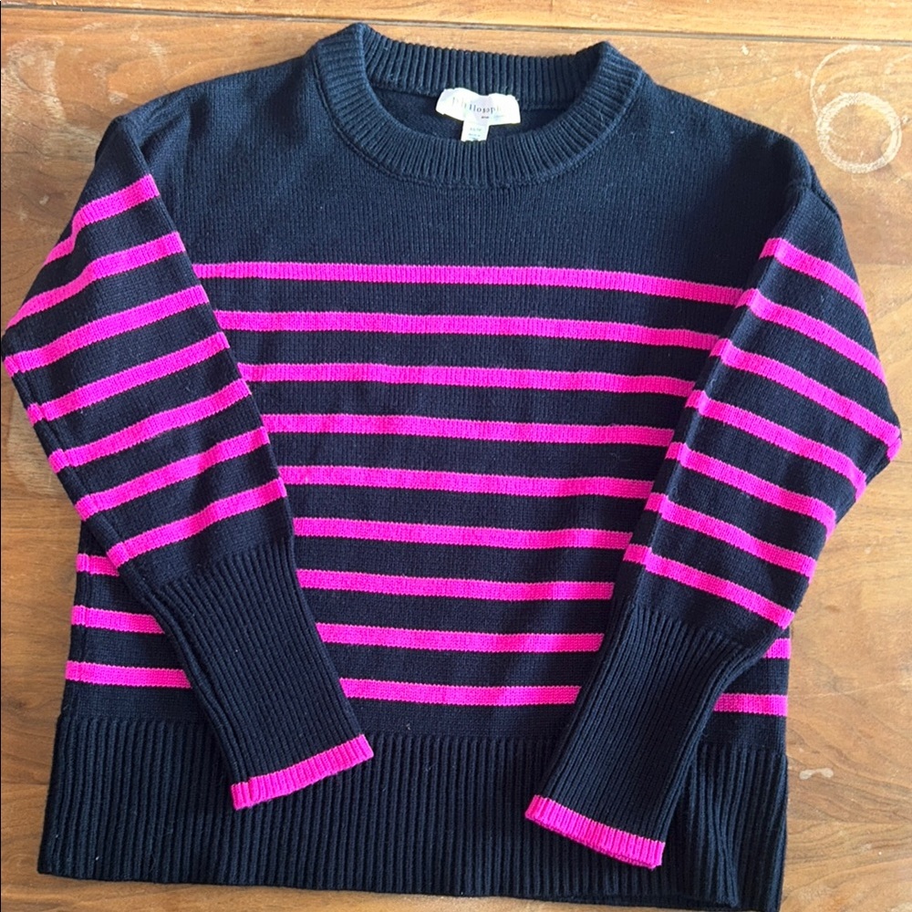 Women's Black and Pink Striped Sweater